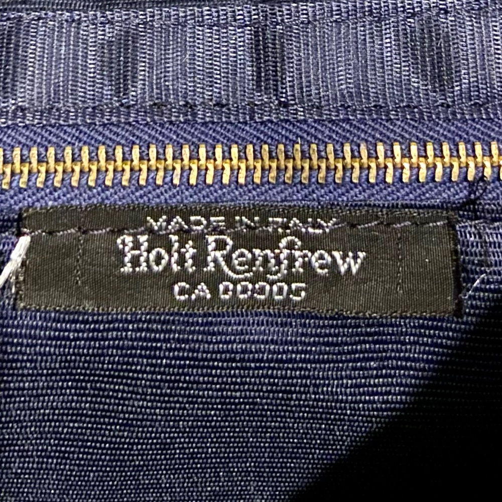 [SOLD] Vintage Holt Renfrew straw purse with waxed canvas - Picture 2 of 12